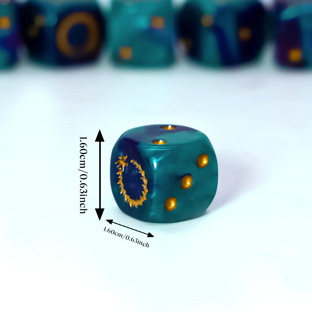 مجموعة من 6 قطع من نرد D6 ذهبي - مراجعة Board Game Live وسعره