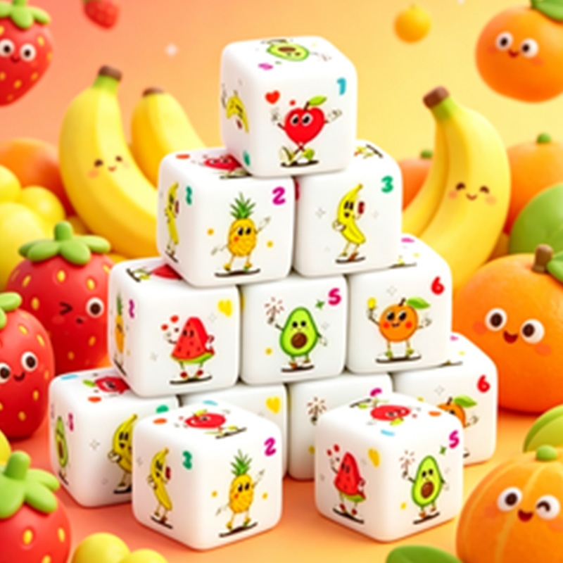 مجموعة نرد D6 بتصميم فواكه، تت - مراجعة Board Game Live وسعره